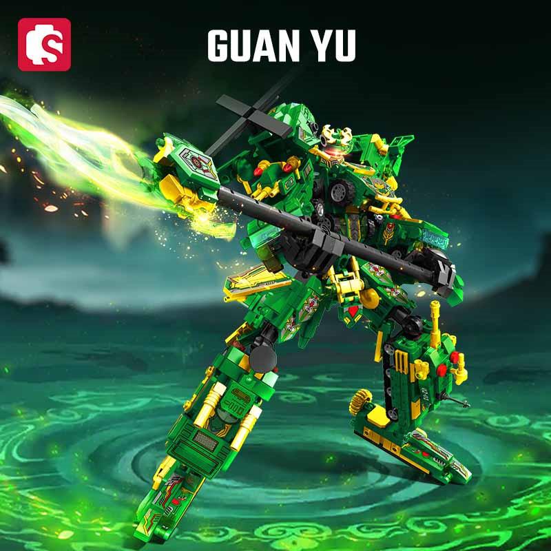 Non-Toxic Sembo 963Pcs 8In1 Guan Yu Transforming Mecha Robot Building Blocks Moc Fighter Aircraft Tank Vehicle Models Kids Toys Children Gifts