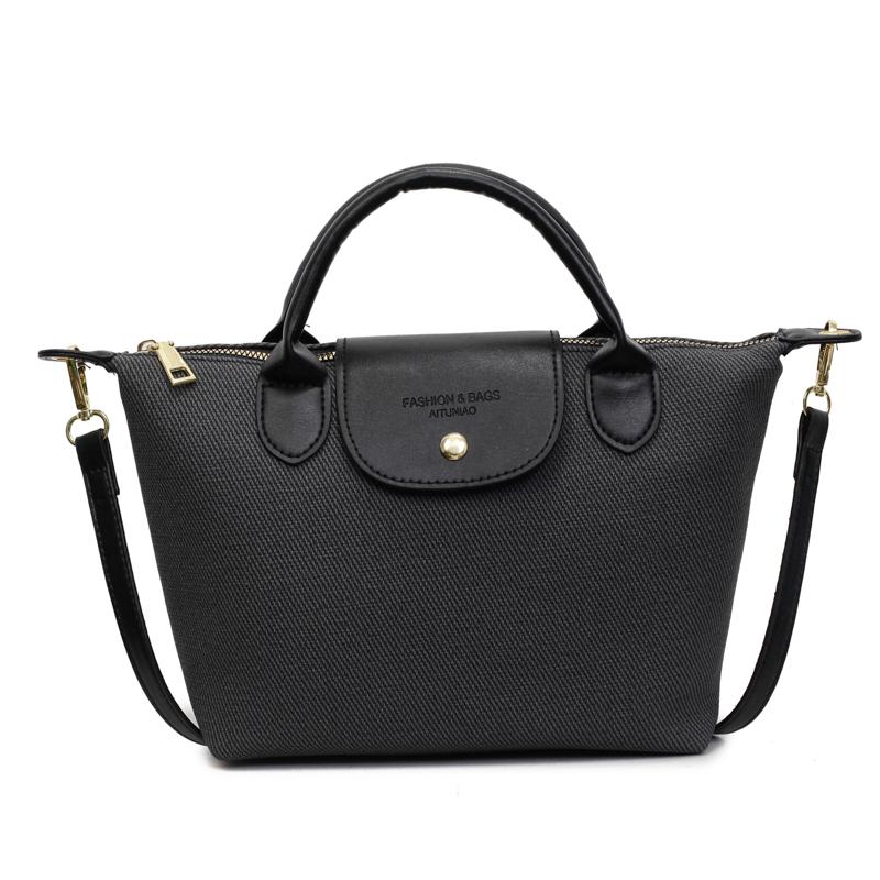 Nouveau sac fourre-tout de plage en Nylon mode femmes sac à main fourre-tout Oxford sacs à bandoulière femme imperméable boulettes pliant sac à provisions S noir