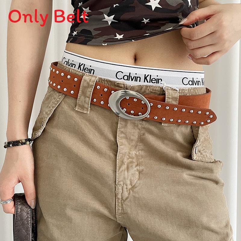 

Vintage American Style Pu Leather Belt For Women With Brass Buckle And Stylish Punk Edgy Look коричневый
