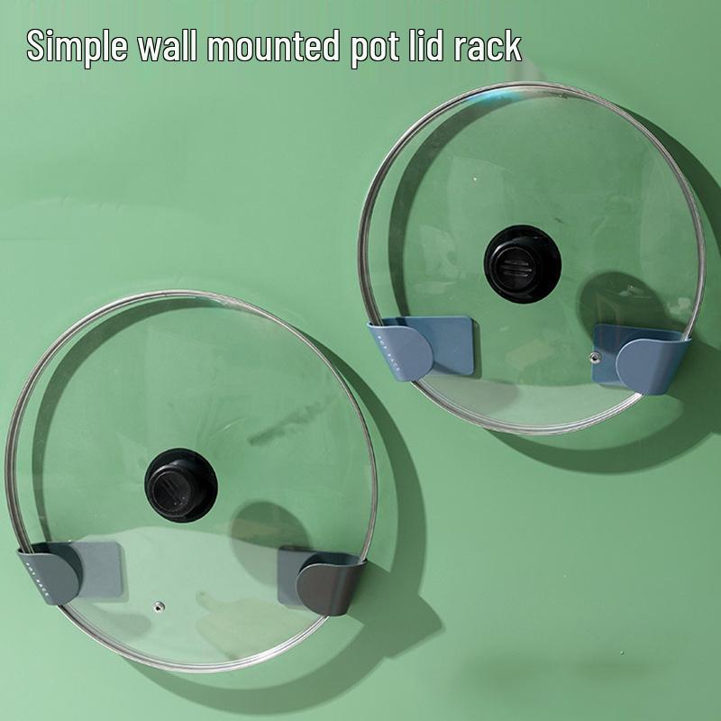 Punch-Free Wall-Mounted Kitchen Storage Rack for Pot Lids and Cutting Boards