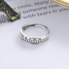CaiYi S925 Sterling Silver Antiqued Six-Character Mantra Ring for Women, Stackable Index Finger Ring, Retro Chinese Style Lucky Jewelry