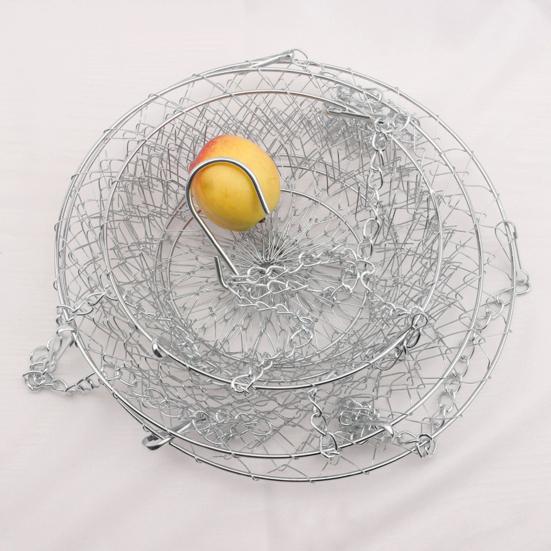 3-Tier Hanging Fruit Basket Stainless Steel Storage Basket Foldable Wire Organizer for Fruits Vegetables Toiletries