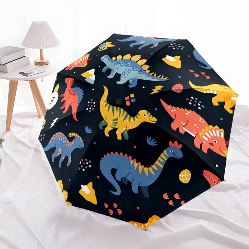 1pc Dino World Automatic Open/Close Umbrella, Windproof, Folding Compact Umbrella with Lightweight Design for Women/Men123