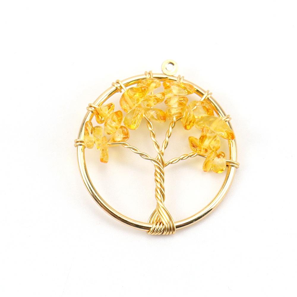 3Cm Tree Of Life Pendant Natural Crystal Gravel Fortune Tree Necklace Accessories N114