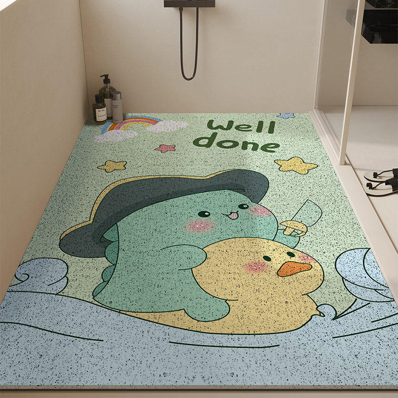 Bathroom Floor Mat Cartoon Wind Silk Ring Non-Slip Mat Shower For The Elderly And Children Bath Floor Mat Anti-Drop Mat Can Be