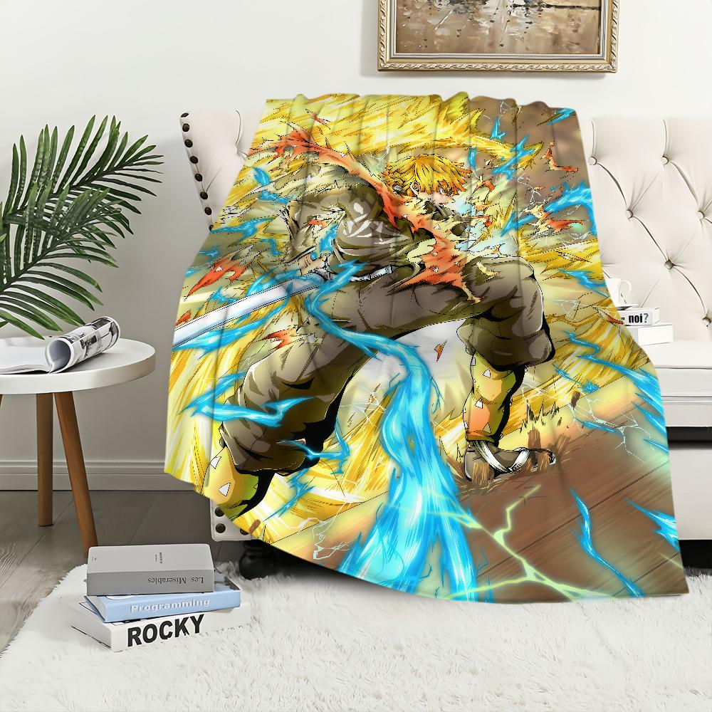 fanart anime cool chibi Z-Zenitsu A-Agatsuma Flannel warm soft plush blanket for sofa living room hogar bedroom travel gift home