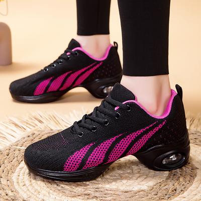 Fashion Air-cushion Women Dance Shoes Breathable Knitted Modern Dancing Shoes Mesh Elastic Jazz Dancing Shoes