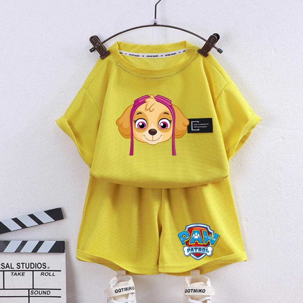 Paw Patrols Series Shorts Set Summer Cartoon Short Sleeve  for Boy Casual Tracksuit Birthday Gifts