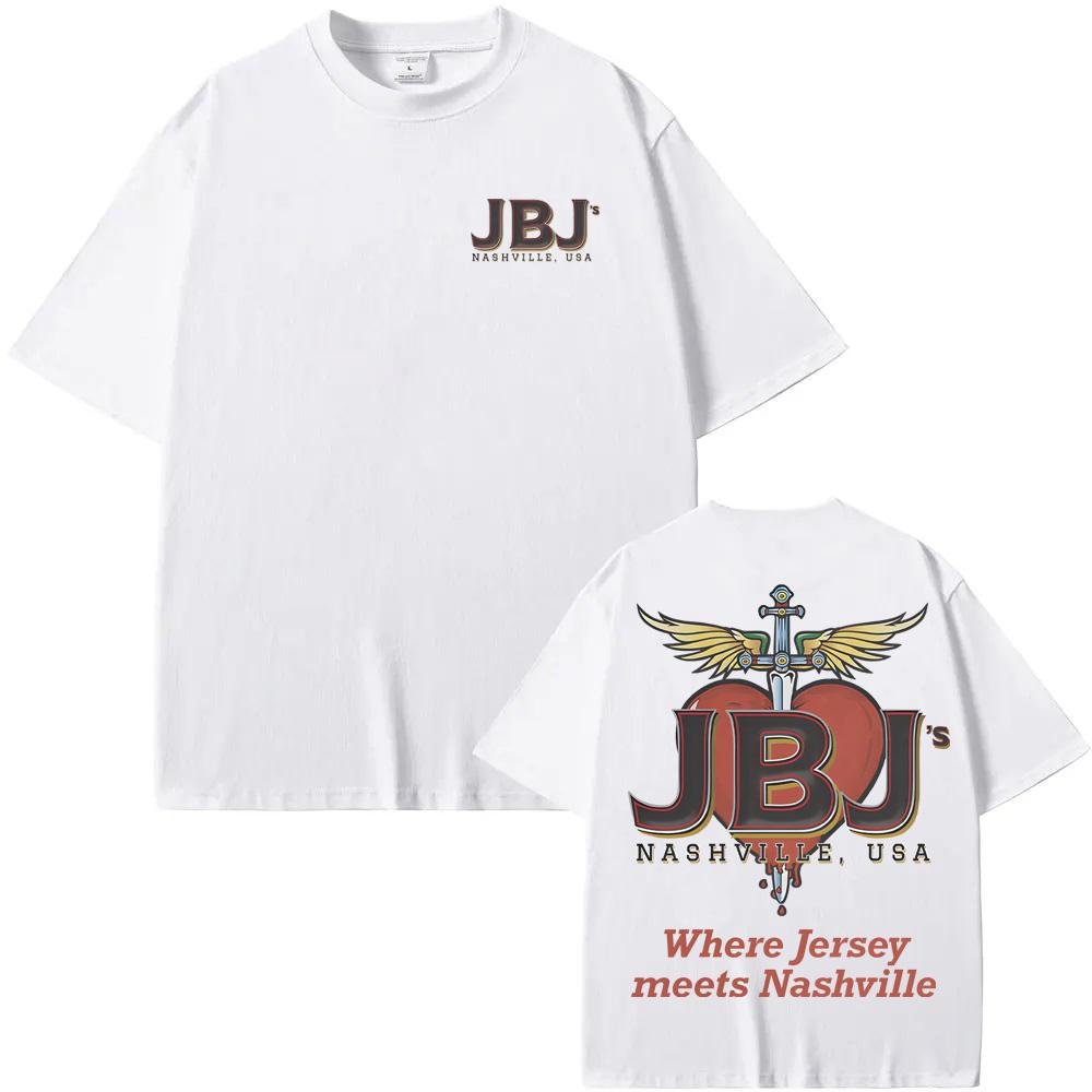 

JBJ S WHERE JERSEY MEETS NASHVILLE TEE Bon Jovi Band Summer T-shirt 100% Cotton TEES XS білий