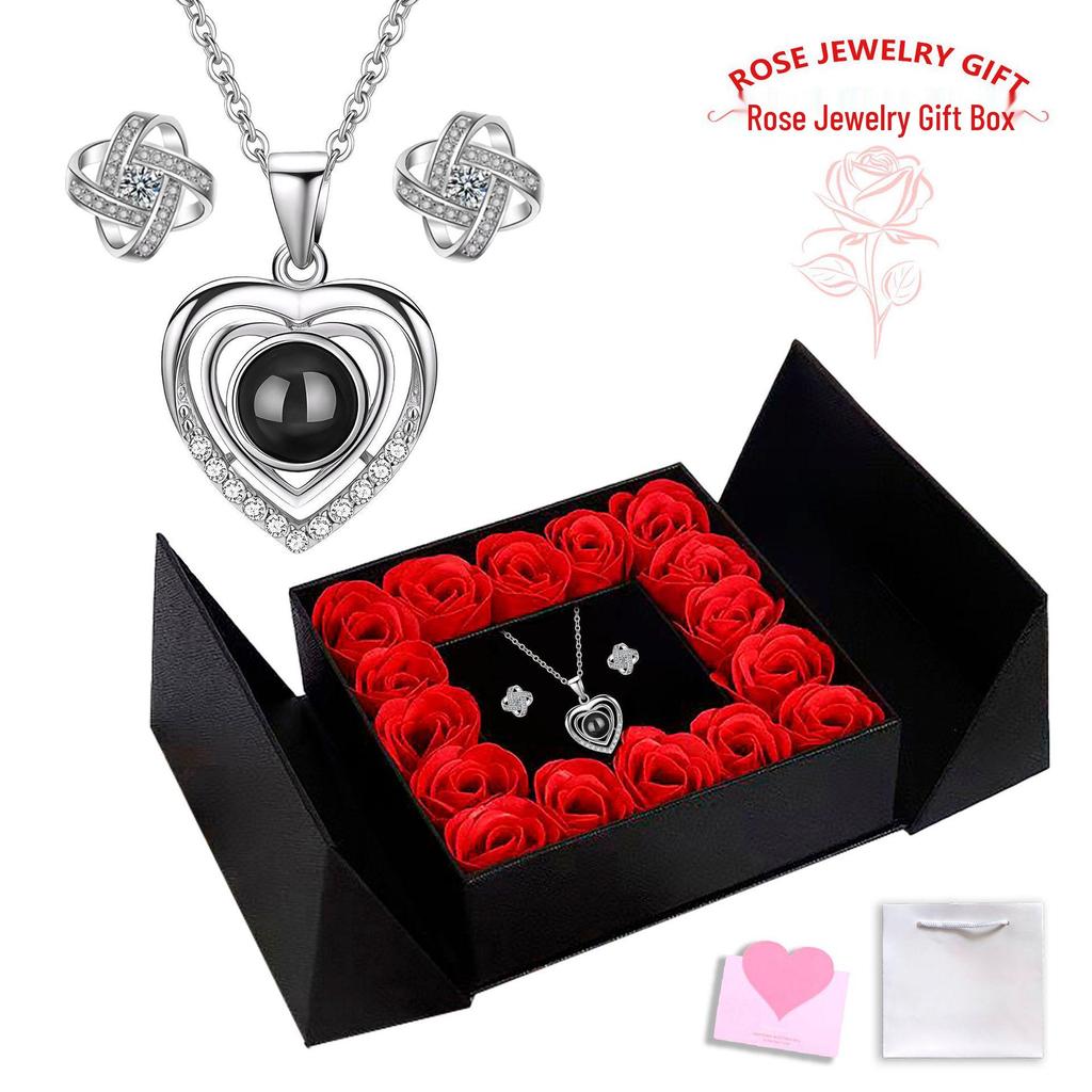 Naszyjnik Projekcyjny Ozon Podwójne Serce: Elegancki Wisiorek z napisem 'Kocham Cię' w 100 Językach