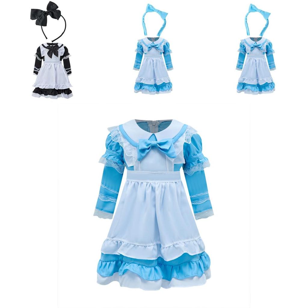 Halloween Girl Stage Costume With Bow And Lace Design For Childrens Fairy Tale Play