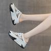 Fashion Designer Women Baotou Slippers Platform Mules Shoes Trend Lace-up Breathable Wedges Half Slippers Outdoor Women's Casual Sandals