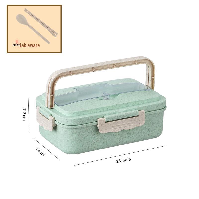 Portable Wheat Straw Bento Box: Insulated, Multi-Compartment, Japanese-Style, Microwave Safe for Office Workers & Students