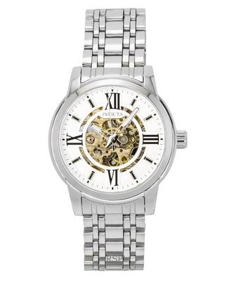 Objet D Art Roestvrij Staal Zilver Skelet Wijzerplaat Automatisch 69133 Herenhorloge