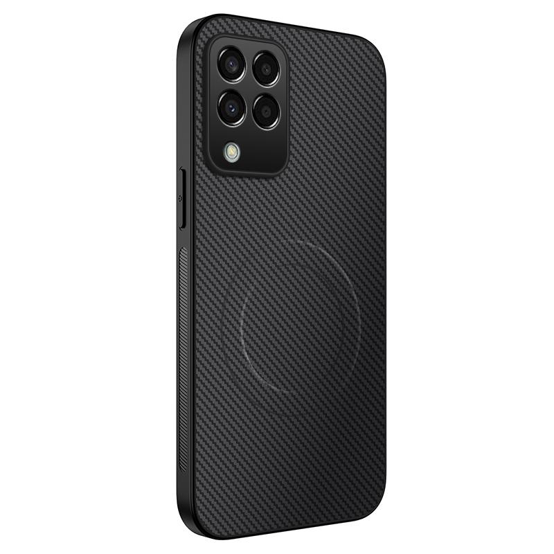 For Samsung Galaxy M33 For Magsafe Magnetic Phone Case for Samsung Galaxy M33 Wireless Charging Carbon Fibre Shockproof Cover