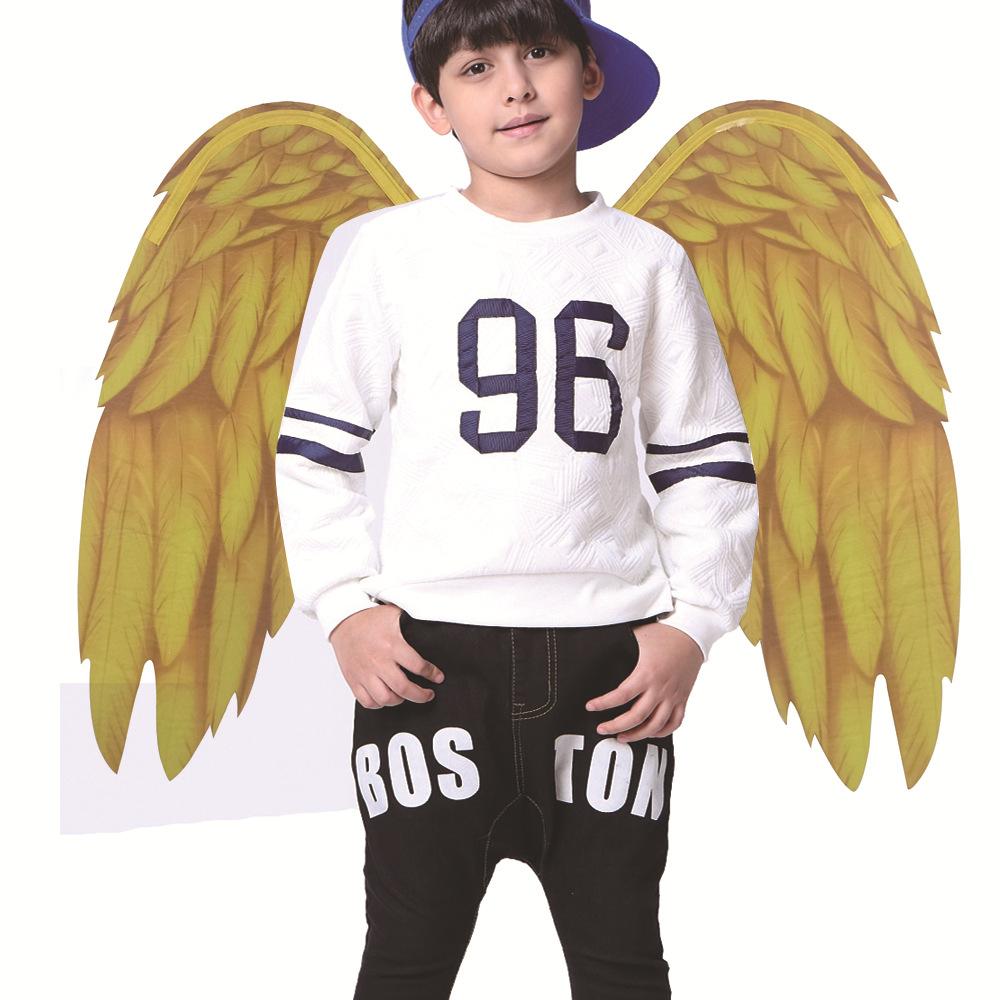 

Хэллоуин Карнавал Складные нетканые печатные детские и женские крылья золотого ангела