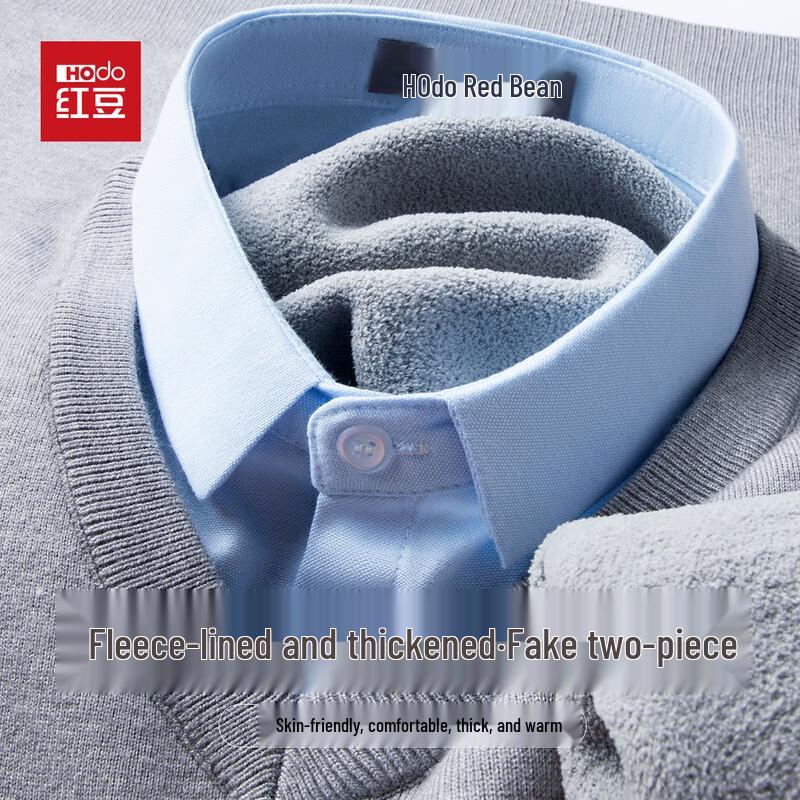 Hodo Men s Heavyweight Plush Lined Shirt Collar Knit Sweater XL 180/96A
