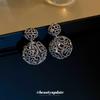 Hollow Round Front and Rear Two Earrings French Versatile Stud Earrings Metal Ethnic Style Earrings