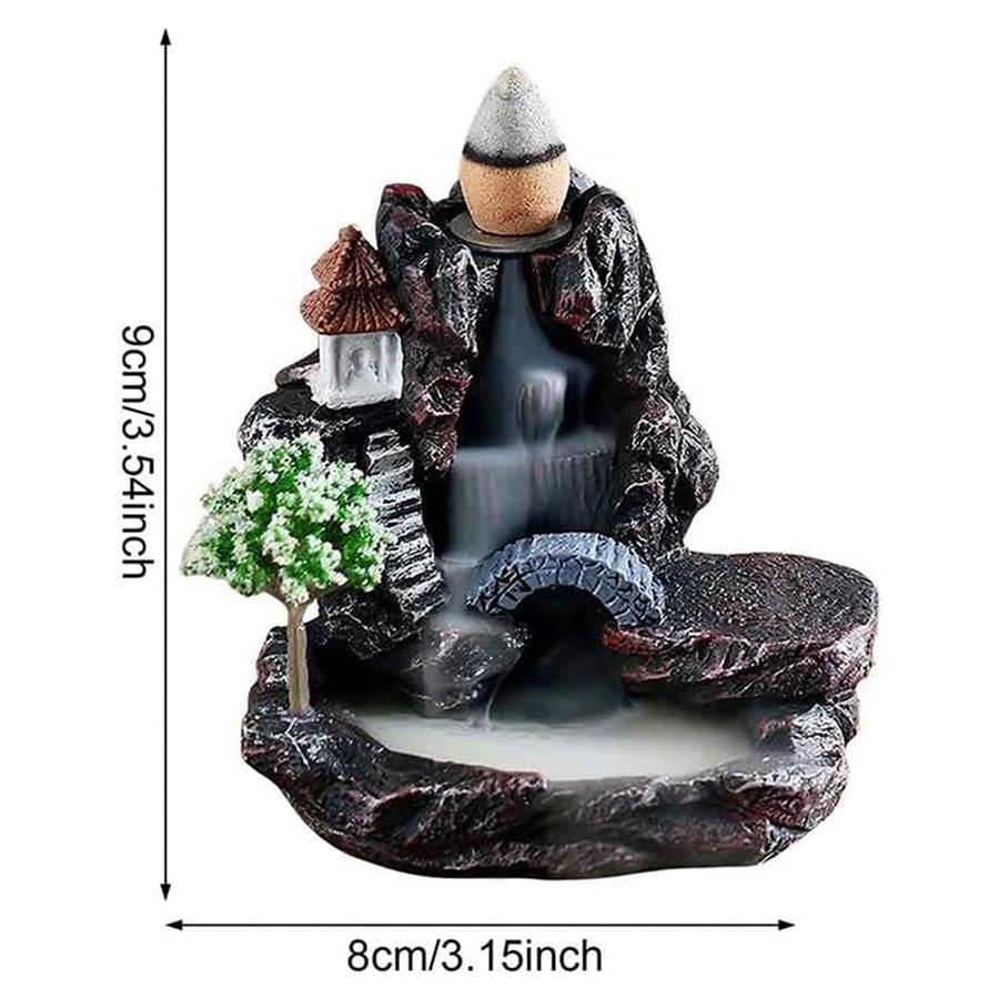 Zen Resin Reflux Incense Burner - Sandalwood Aromatherapy Decor for Bedroom, Indoor Meditation & Home Decor