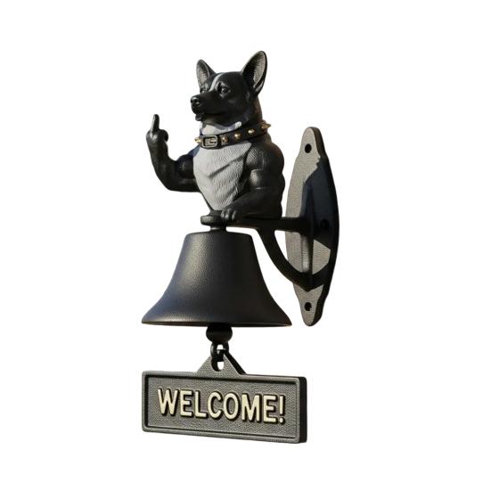 Middle Finger Muscle Dog Doorbell Vintage Puppy Welcome Door Bell Home Office Entrance Decorative Bell Pet Lover Gift