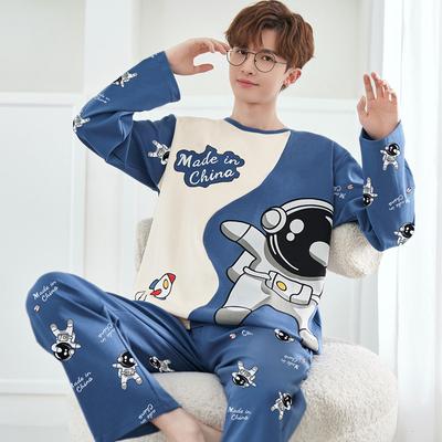 İlkbahar ve Sonbahar Yeni Erkek Pijama Ev Giyim Takımı Genç Bol Rahat Büyük Beden İç Giyim Pijama Ev Giyim Takımı