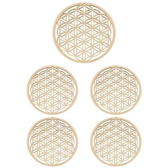Coaster 5-piece Set Wooden Altar Hollow Chakra Crystal Healing Sacred Geometry Metatron Cube Witchcraft