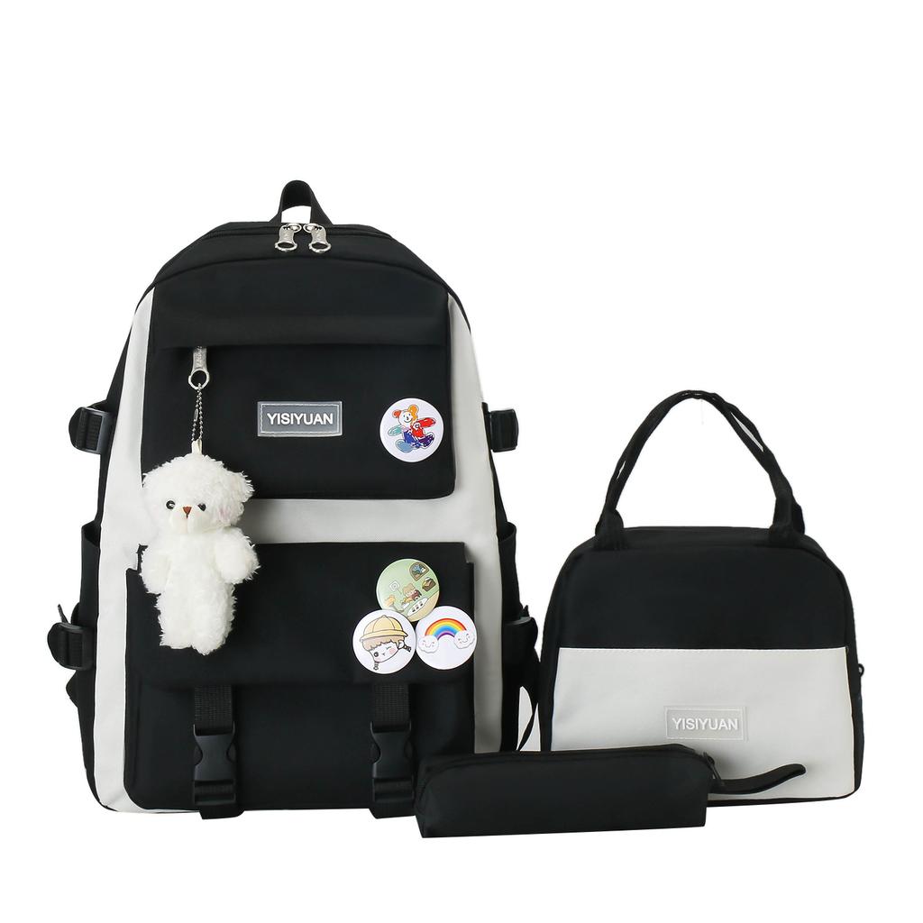 School Bag New School Bag Female Junior High School Students Primary School Students Large Capacity Backpack Backpack Thermal Insulation Lunch Box Bag