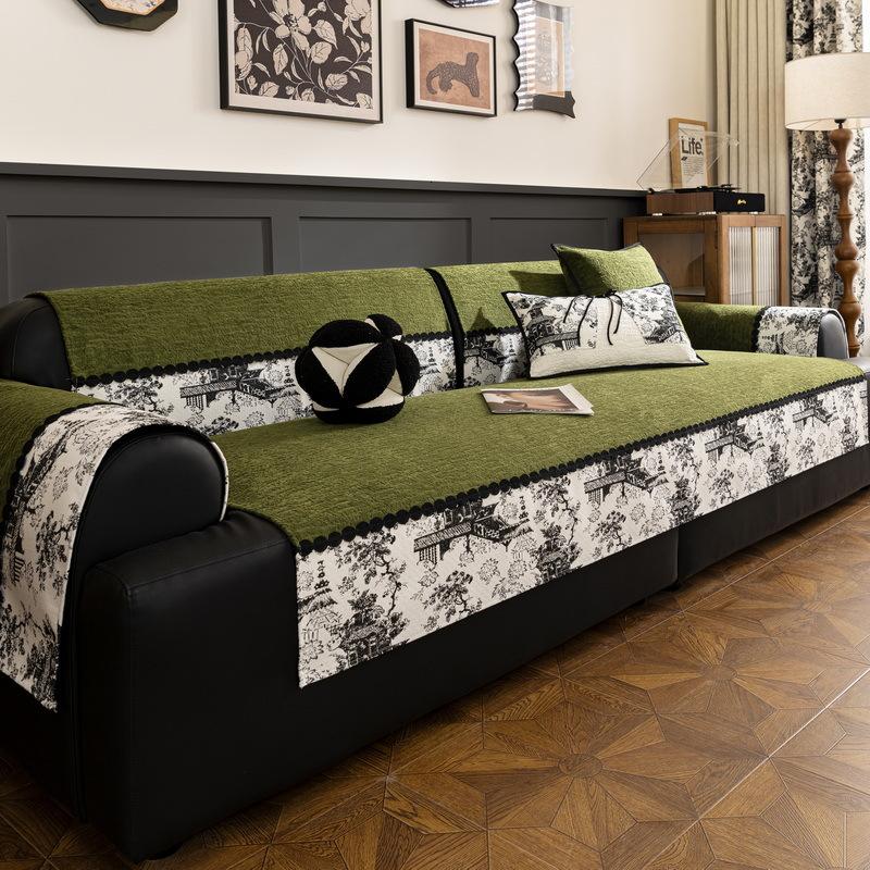 New Chinese Sofa Cushion Universal Non-Slip In All Seasons, High-End Splicing Sofa Seat Cushion, Modern Chinese Sofa Cover Cover Towel