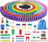 BE JOJO DOMINOES Domino Set with 43 Gimmicks and Colorful Perfect for or As a Includes Storage Bag and Original 400-Piece Devices, Wooden, Birthdays,