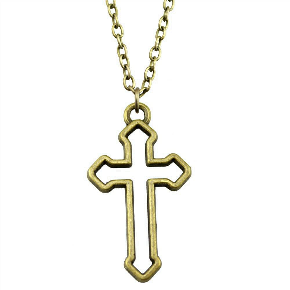 Ornate Cross Pendant Necklace Gothic Religious Christian Statement Jewelry 45cm or 70cm Long Chain
