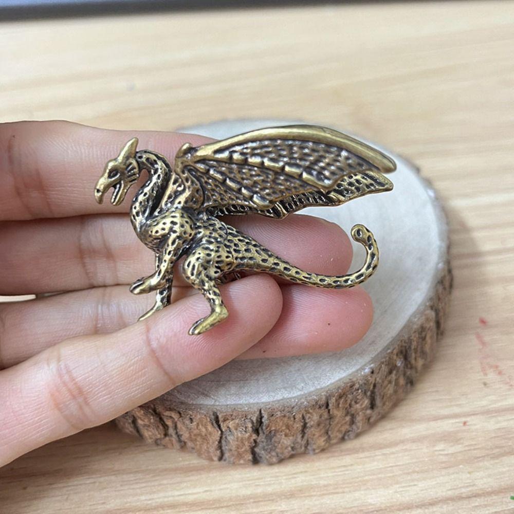 Solid Brass Pterosaur Statue Small Dragon Figurines  Home Desk Decorations