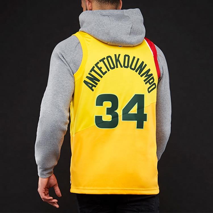 Nike Giannis Antetokounmpo #34 City Edition Jersey Men Tops Yellow AJ4624-717