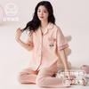 Pure Cotton Pajamas with Chest Pads Women's Summer Short-sleeved Suit Women's Lapel Cardigan Cotton Loungewear Can Be Worn Outside In Summer