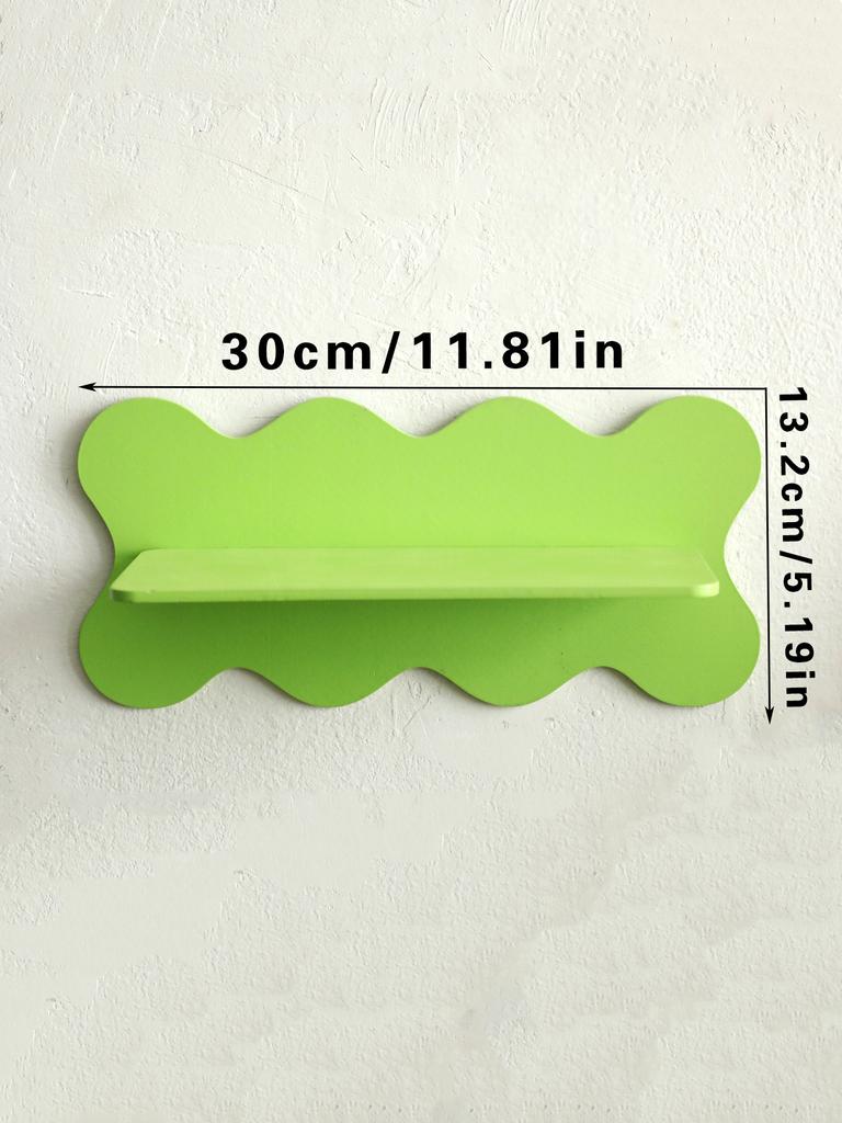 Wooden Wave Shape Floating Wall Shelf Display Stand Candy Color Crystal Storage Rack Wall Decor for Bedroom Girl Room Decoration