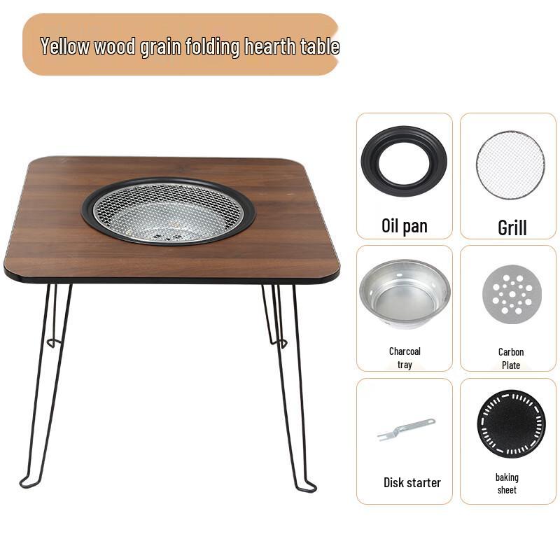 Outdoor Charcoal Grill Fire Pit Table Set