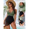 Women High Waist Backless One Piece Mesh Drawstring Sexy Slim Fit Bikini Swimsuit