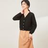 Women's V-Neck Silk Blend Lace Hollow Cardigan