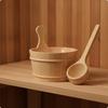 Wooden Sauna Pail Natural Wood and Ladle Set Long-Lasting