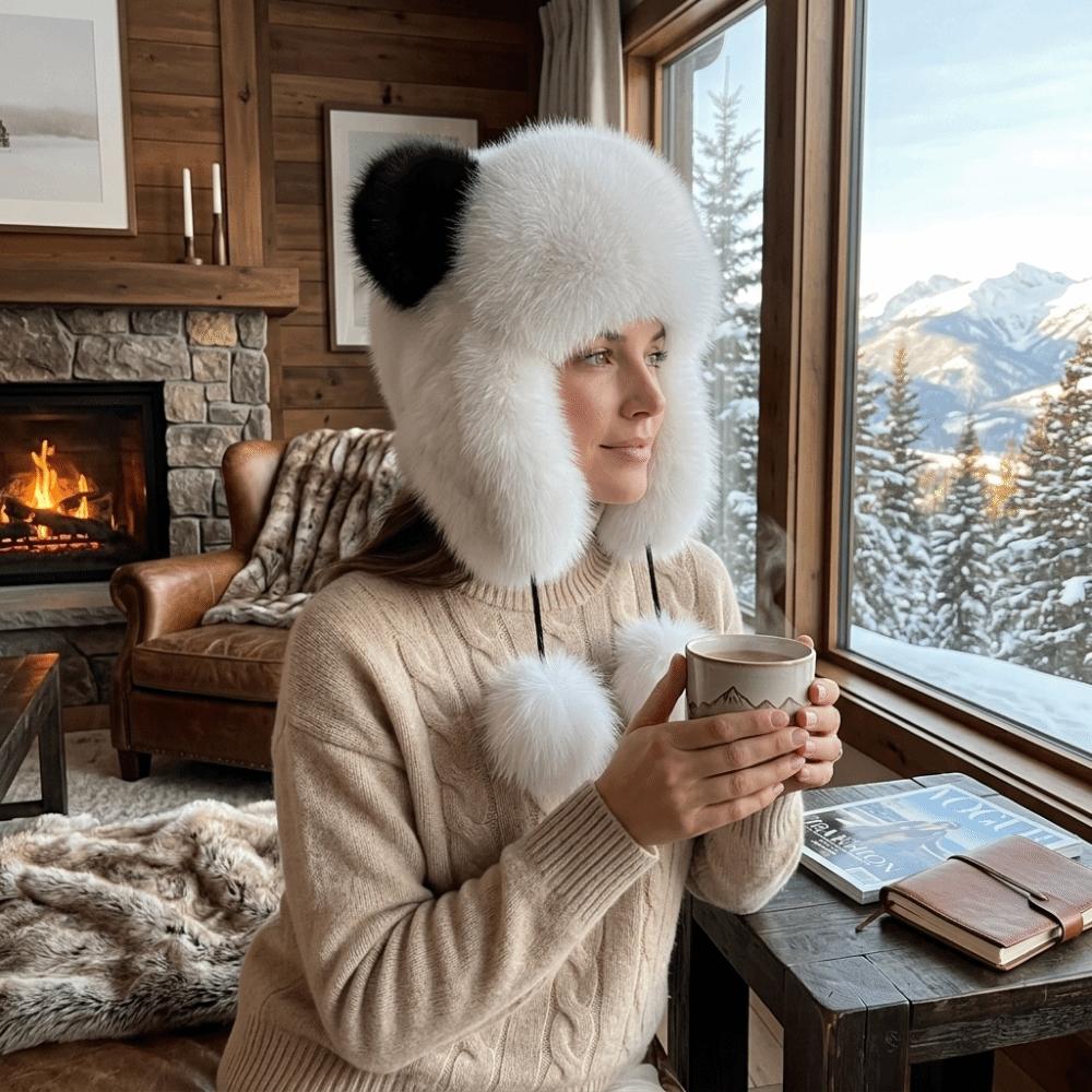 54cm-56cm/60cm Plush Ear Flap Hat Polyester Winter Warm Hat Windproof Cold Proof Hat Cold Weather