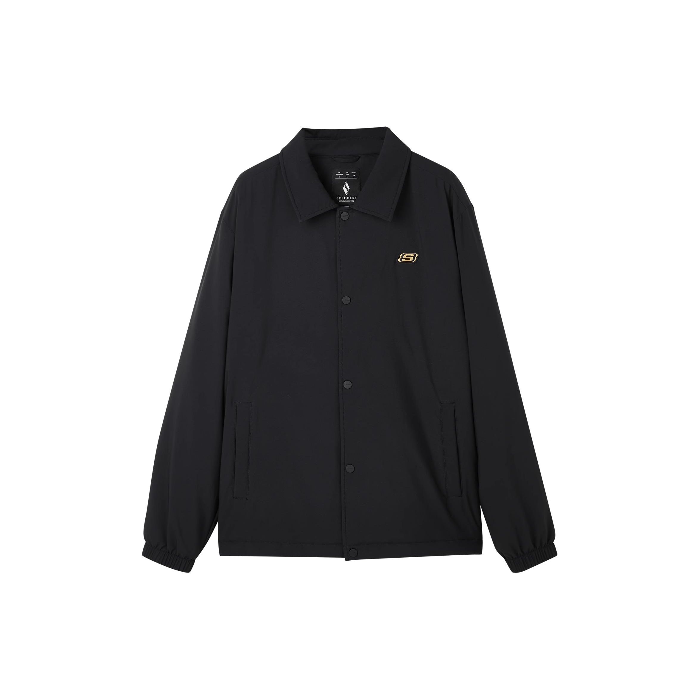 Skechers New Year Series Letter Single-Breasted Collar Long Sleeve Jacket Men Jacket Carbon-Black L124M004-0018 M