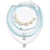 Blue beaded necklace, jewelry, summer fashion, shell design, high-end items