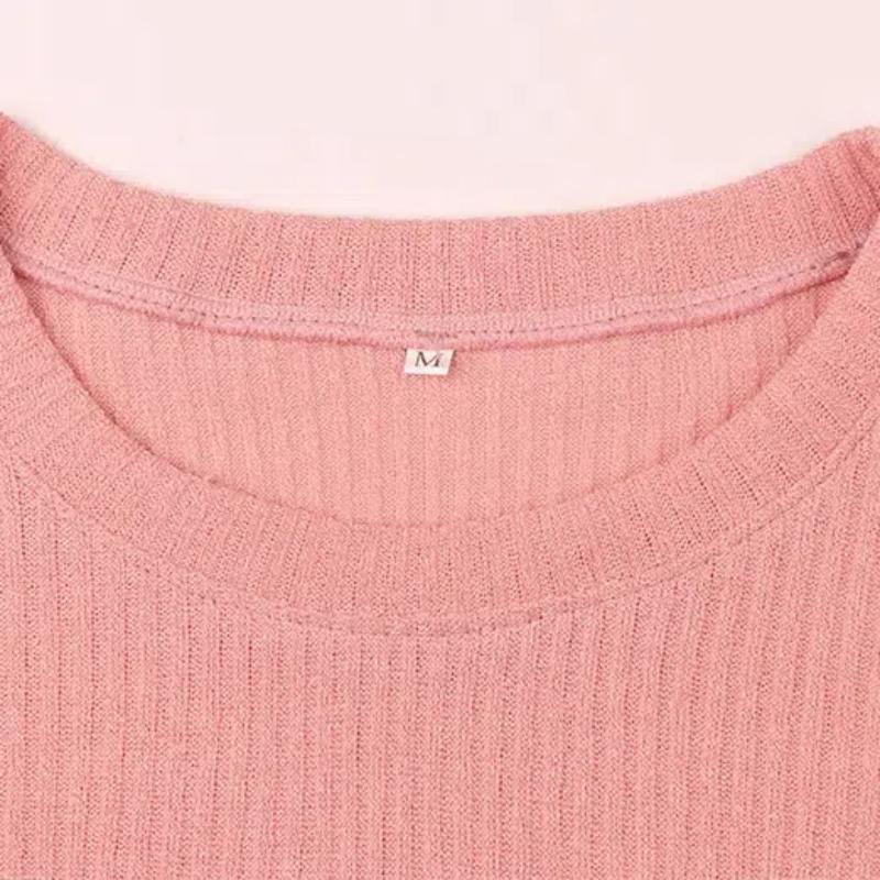 2025 Autumn Winter Women's Solid Color Loungewear Set, Long Sleeve Round Neck Top With Loose Fit Pants, Comfortable Two Piece Pajama Set For Home Wear