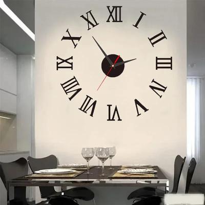 Horloge Murale DIY pour Maison Bureau 40cm Sans Cadre Moderne 3D Horloge Murale Autocollants Miroir Design Chambre d'Hôtel Décoration École Décor