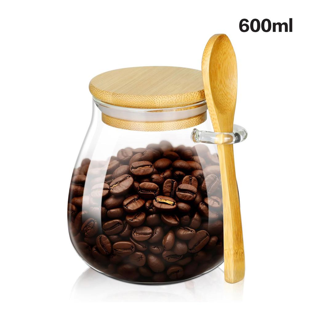 1pc Glass Storage Jars with Airtight Lids Kitchen Coffee Beans Candy Tea Grains Canister Food Containers for Cereal Nuts Cookies
