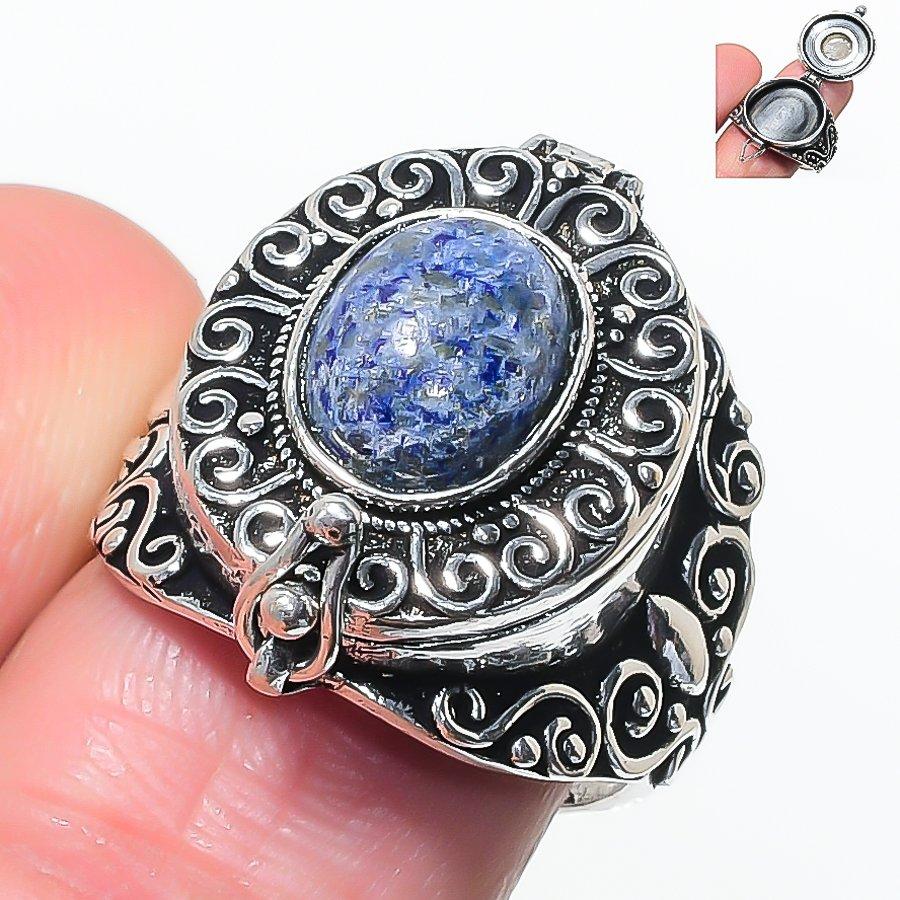 Natural Lapis Lazuli Gemstone 925 Sterling Silver Jewelry Ring Size 9.5 AR-17352