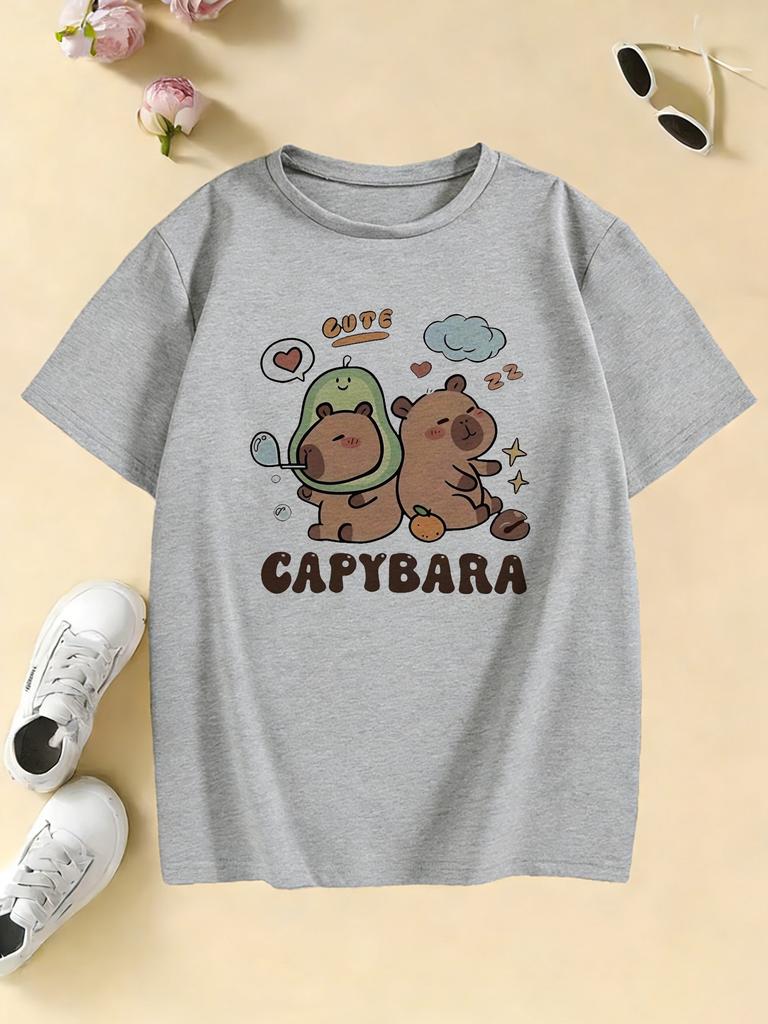 Funny Capybara Girls Design T Shirts Kids Childrens Tshirt Boys Girls Summer Spring Casual Top Tee