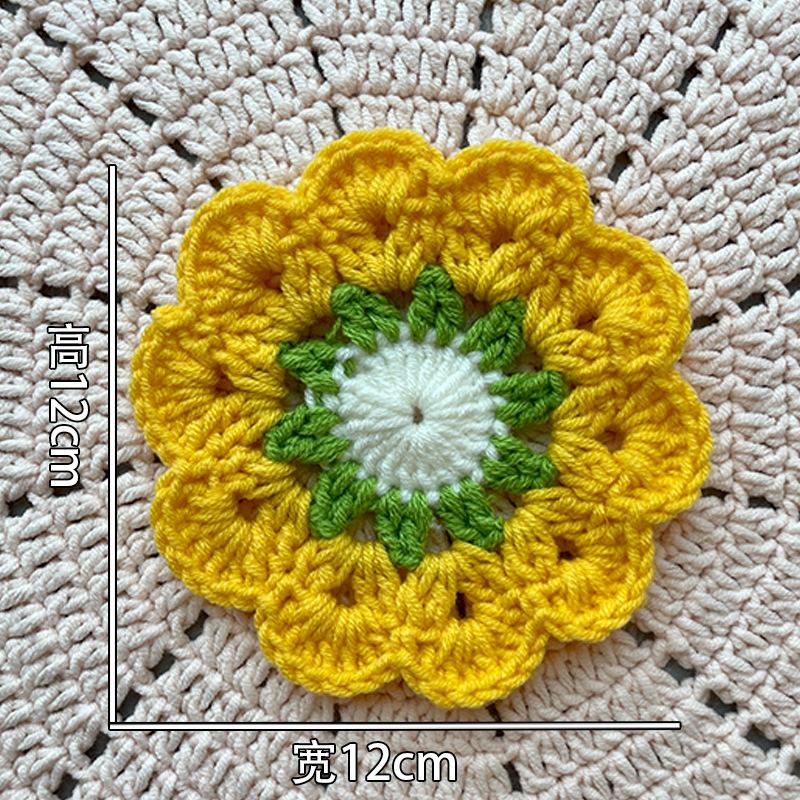 Finished product new cute wind ins small flower coaster placemat thermal insulation mat handmade wool crochet