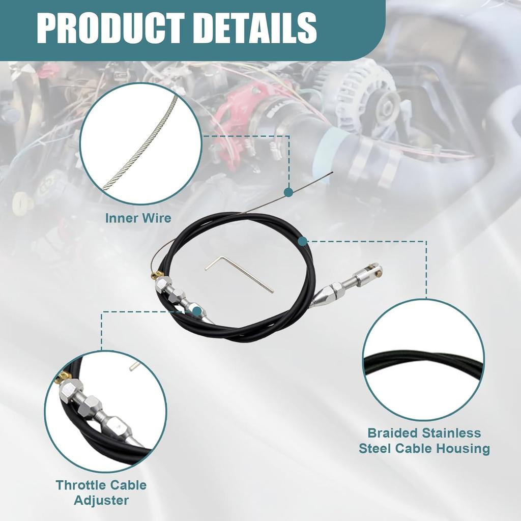 GXARTS 36" LS Throttle Cable Compatible With Chevrolet 1997-2007 LS1 Engine 4.8L 5.3L 5.7L 6.0L LS Swap Fuel Line Kit Carburetor Accelerator Cable