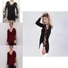 Stylish Black Casual V Neck Short Front Long Back Hollow Out T Shirt For Women