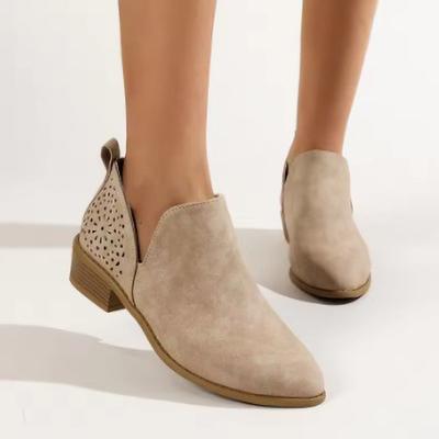 X Pointed Toe Thick Heel Fashion Short Boots European Fashion Platform Boots